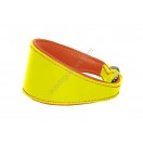  Ace Traditional Leather Dog Collar lined with super SOFT leather ::YELLOW with TAN LINING::